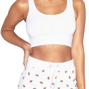 American Apparel California Fleece White Mini Skirt with Rainbows Print